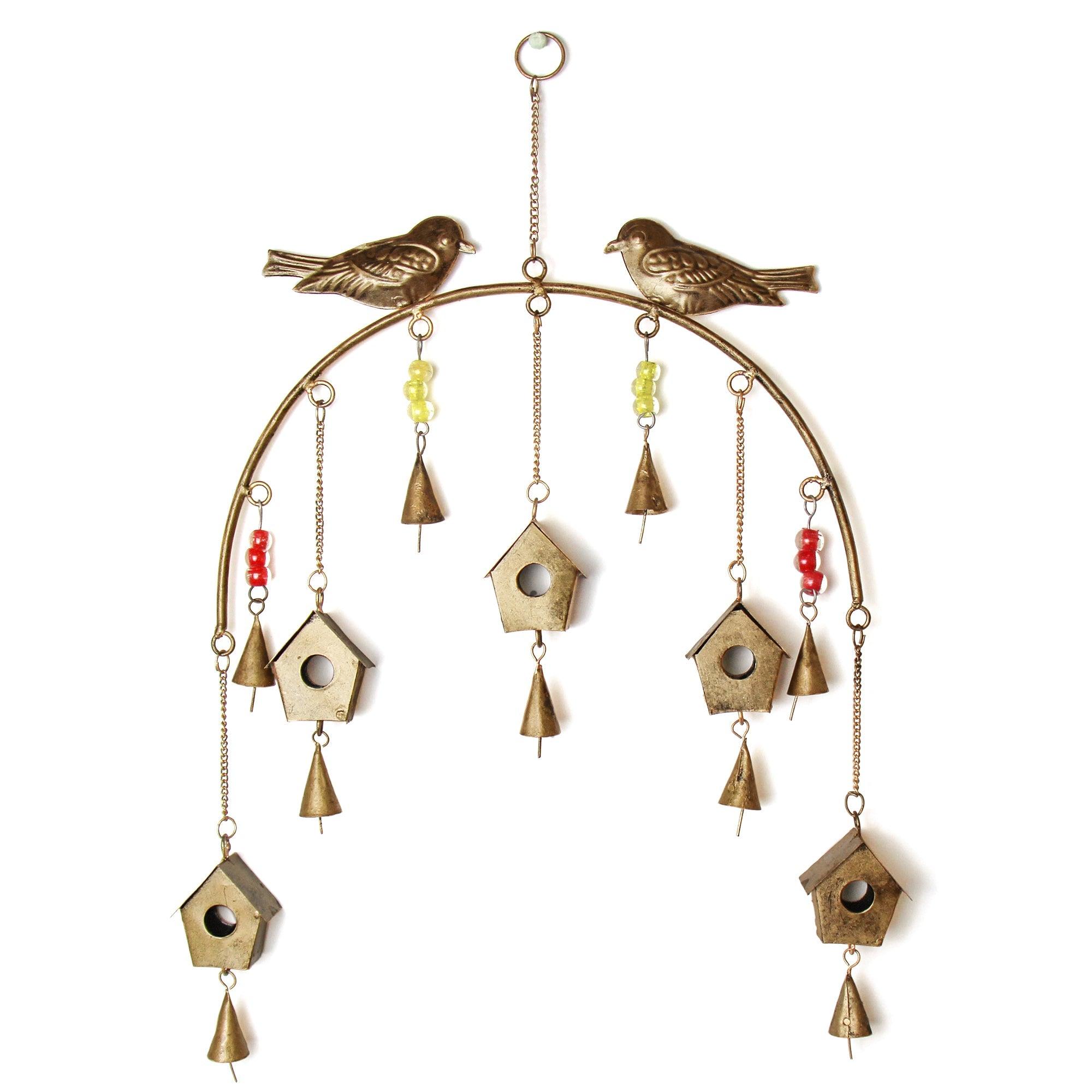 Handcrafted Bird Chime, Recycled Iron and Glass Beads - Flyclothing LLC