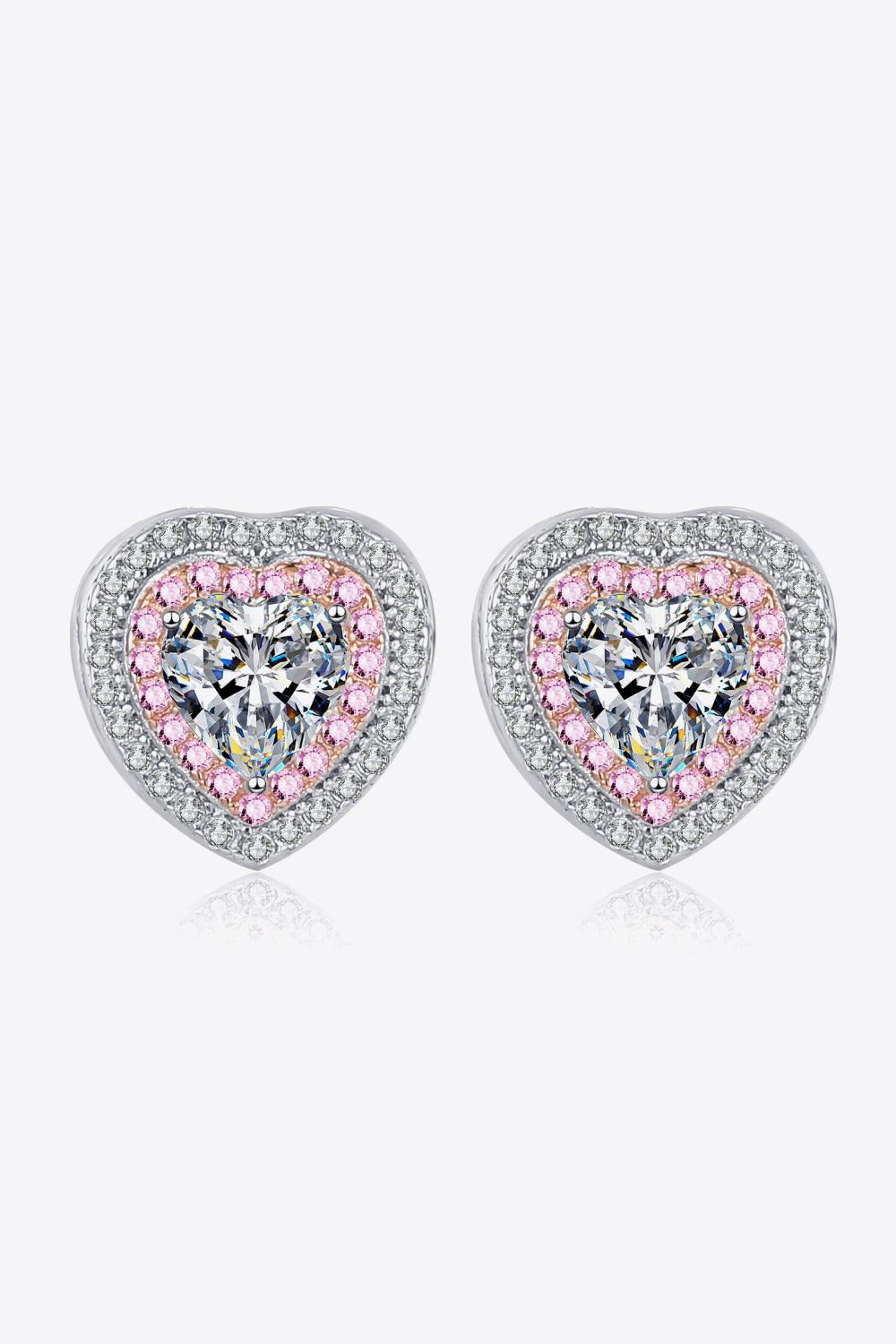 Moissanite Heart-Shaped Stud Earrings - Flyclothing LLC