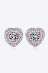 Moissanite Heart-Shaped Stud Earrings - Flyclothing LLC