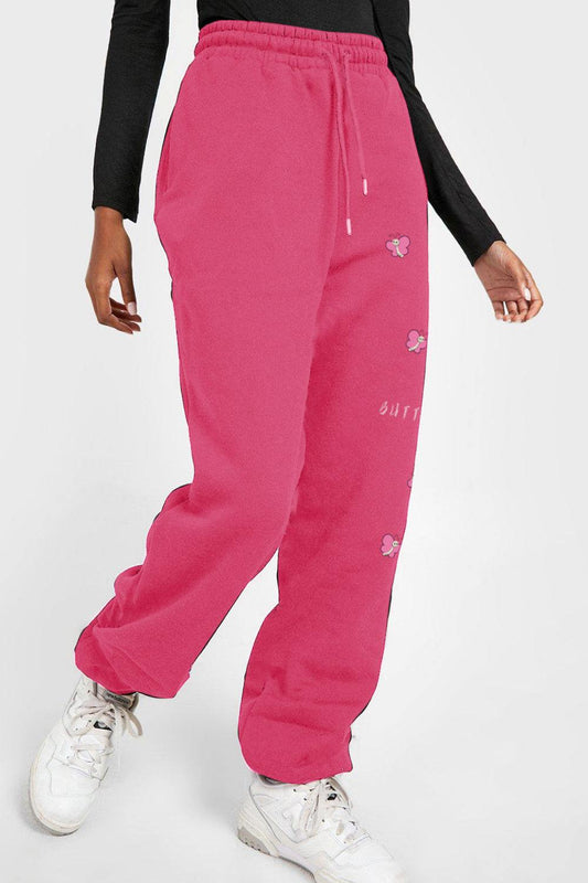 Simply Love Full Size Drawstring BUTTERFLY Graphic Long Sweatpants - Flyclothing LLC