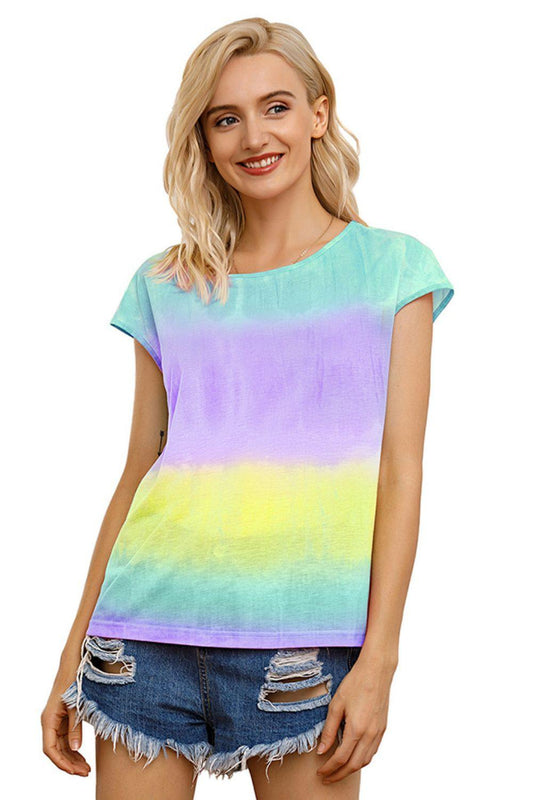 Tie Dye Round Neck Short Sleeve Tee - Trendsi