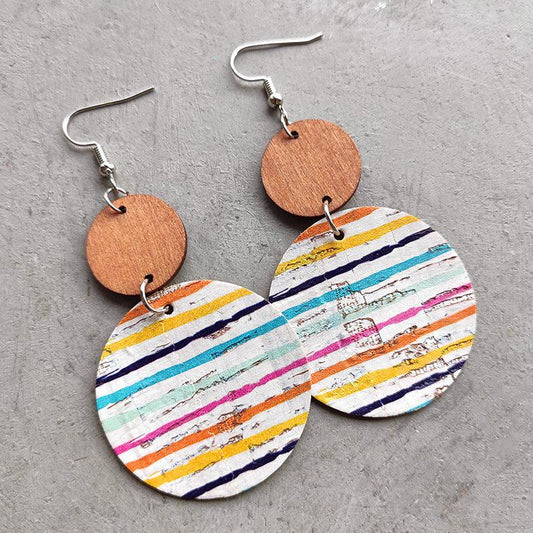 Round Shape Wooden Dangle Earrings - Flyclothing LLC