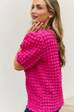 And The Why Full Size Bubble textured Puff Sleeve Top - Flyclothing LLC