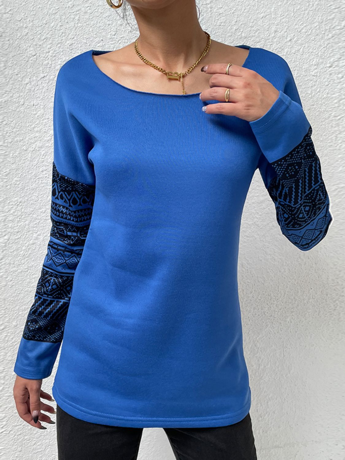 Printed Drop Shoulder Tunic Top - Flyclothing LLC