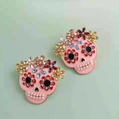 Skull Rhinestone Alloy Earrings - Flyclothing LLC