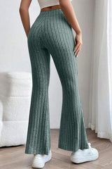 Basic Bae Full Size Ribbed High Waist Flare Pants - Flyclothing LLC