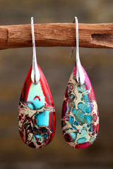 Handmade Teardrop Shape Natural Stone Dangle Earrings - Flyclothing LLC