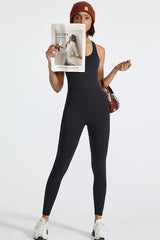 Crisscross Back Wide Strap Active Jumpsuit - Flyclothing LLC