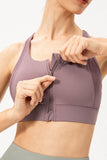 Zip-Up Round Neck Sports Bra - Flyclothing LLC