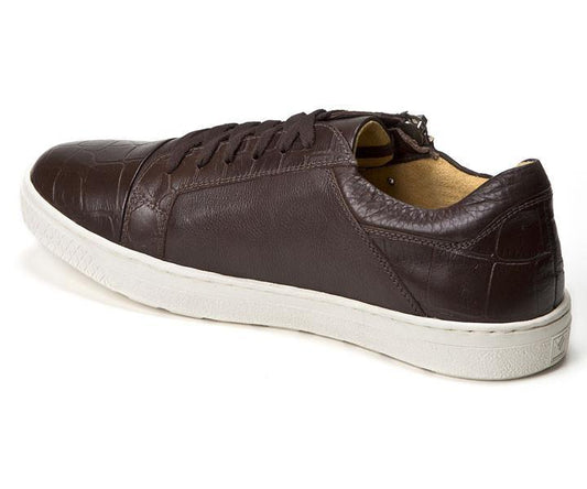 Sandro Moscoloni Cassius Brown Leather Side-Zip Sneaker - Flyclothing LLC