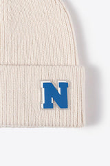 Letter N Patch Cuffed Knit Beanie - Flyclothing LLC