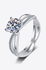 1 Carat Moissanite Crisscross Split Shank Ring - Flyclothing LLC