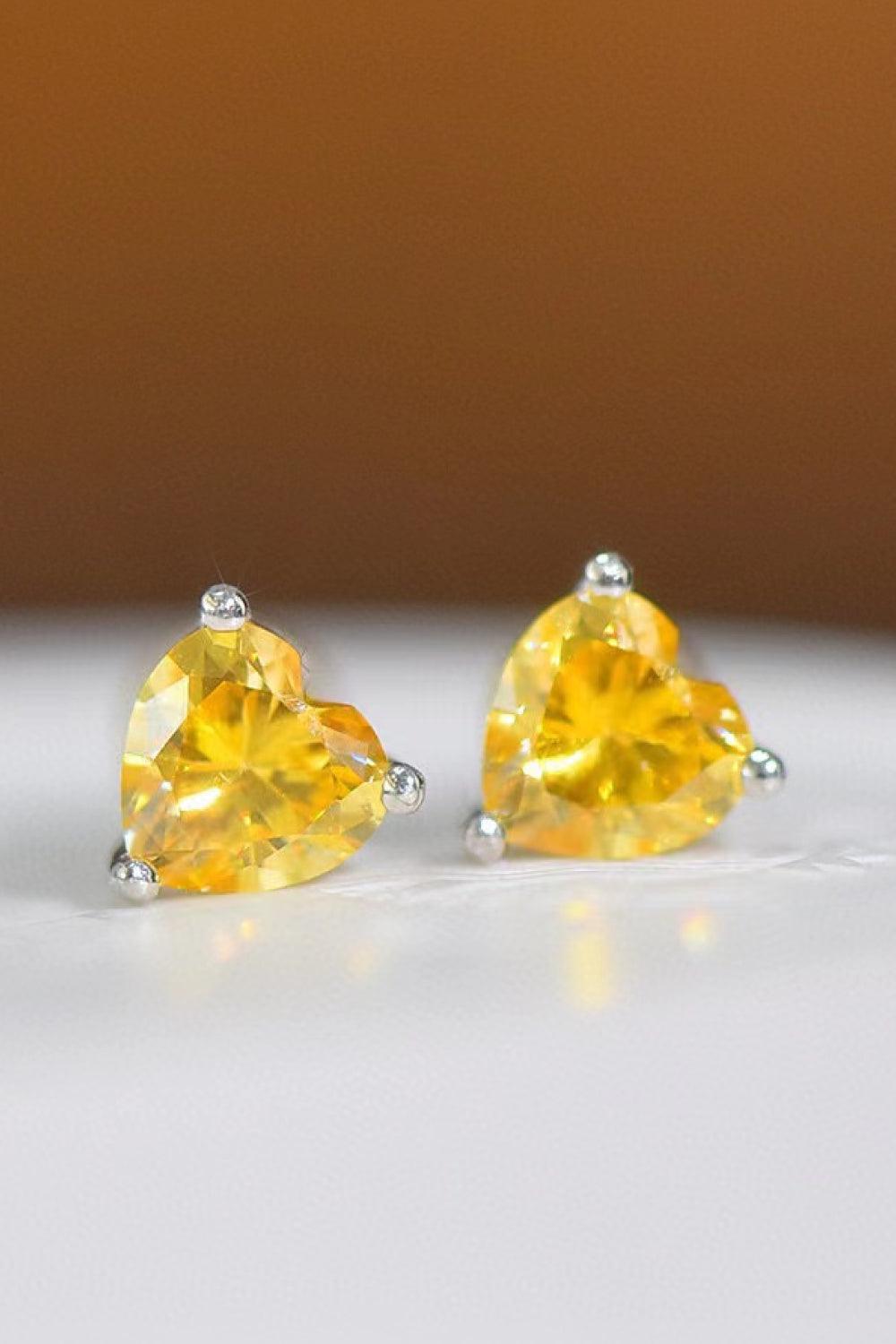 2 Carat Yellow Heart Moissanite Platinum-Plated Earrings - Flyclothing LLC