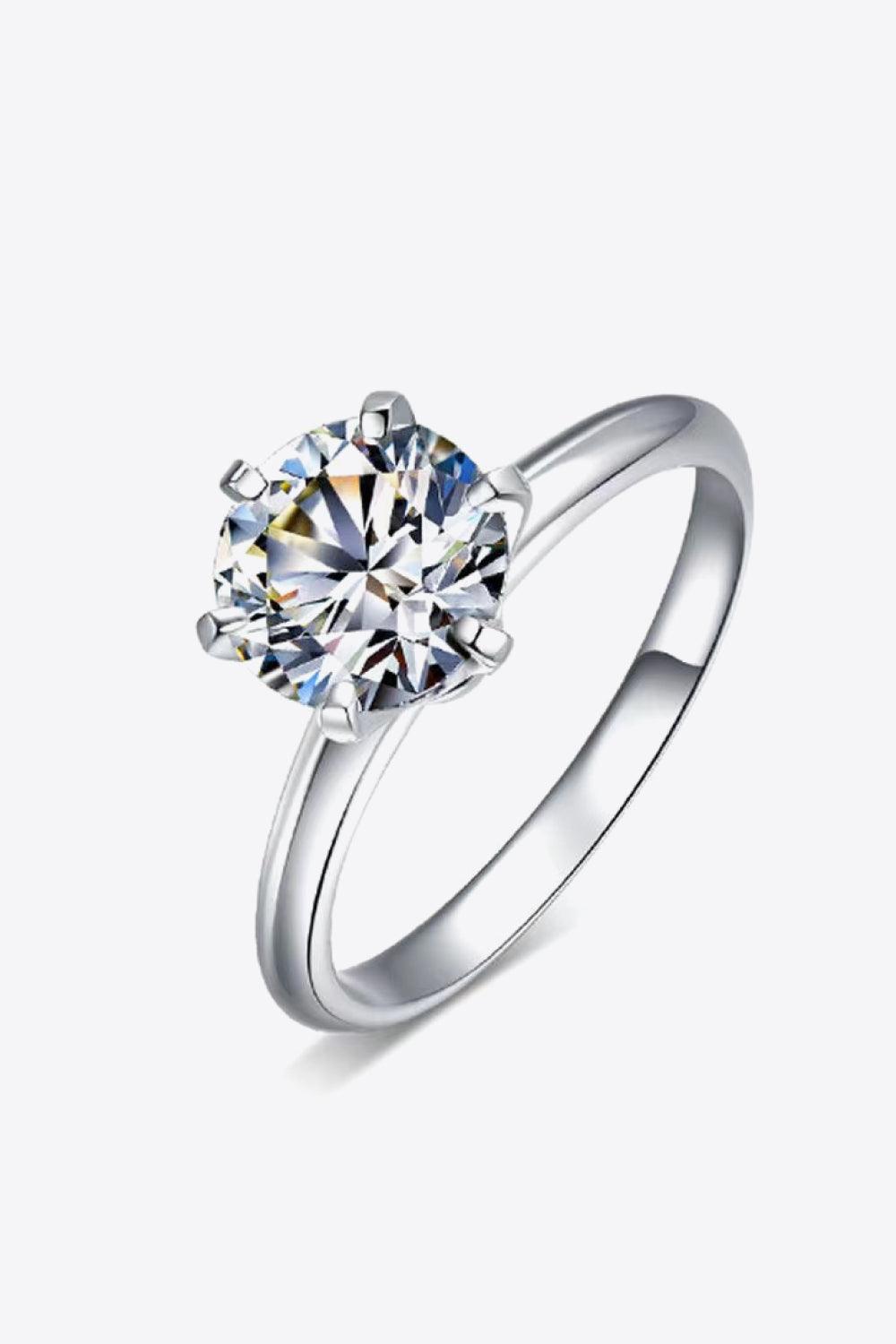 925 Sterling Silver Moissanite 6-Prong Ring - Flyclothing LLC