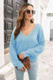 Ribbed Scoop Neck Long Sleeve Pullover Sweater - Flyclothing LLC