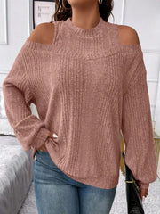 Round Neck Cold Shoulder Sweater - Flyclothing LLC