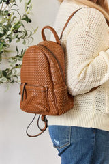 SHOMICO PU Leather Woven Backpack - Flyclothing LLC