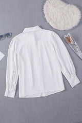 Gathered Detail Puff Sleeve Shirt - Flyclothing LLC