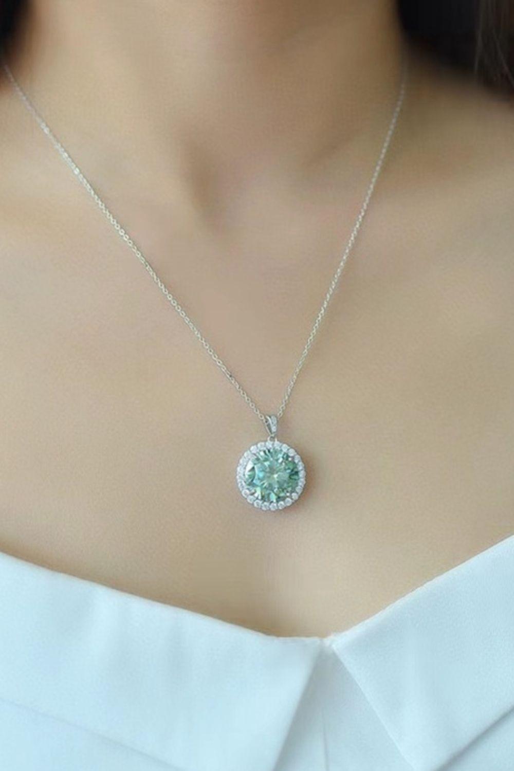 10 Carat Moissanite Pendant Platinum-Plated Necklace - Flyclothing LLC