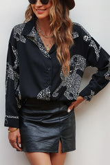 Printed Button Up Long Sleeve Shirt - Flyclothing LLC