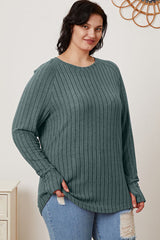 Basic Bae Full Size Ribbed Thumbhole Sleeve T-Shirt - Flyclothing LLC