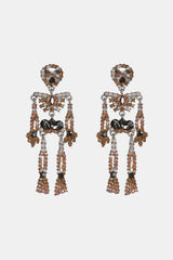 Skeleton Shape Glass Stone Dangle Earrings - Flyclothing LLC