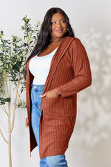 Basic Bae Full Size Ribbed Open Front Long Sleeve Cardigan - Flyclothing LLC