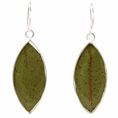 Earrings, Natural Leaf in Resin - Flyclothing LLC