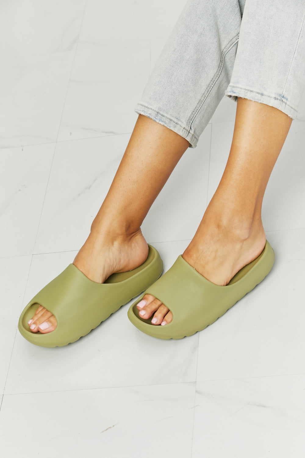 NOOK JOI In My Comfort Zone Slides in Green - Flyclothing LLC