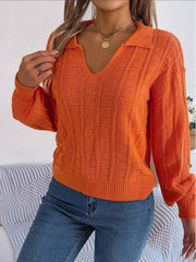 Johnny Collar Drop Shoulder Sweater - Flyclothing LLC