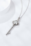 925 Sterling Silver 1 Carat Moissanite Key Pendant Necklace - Flyclothing LLC