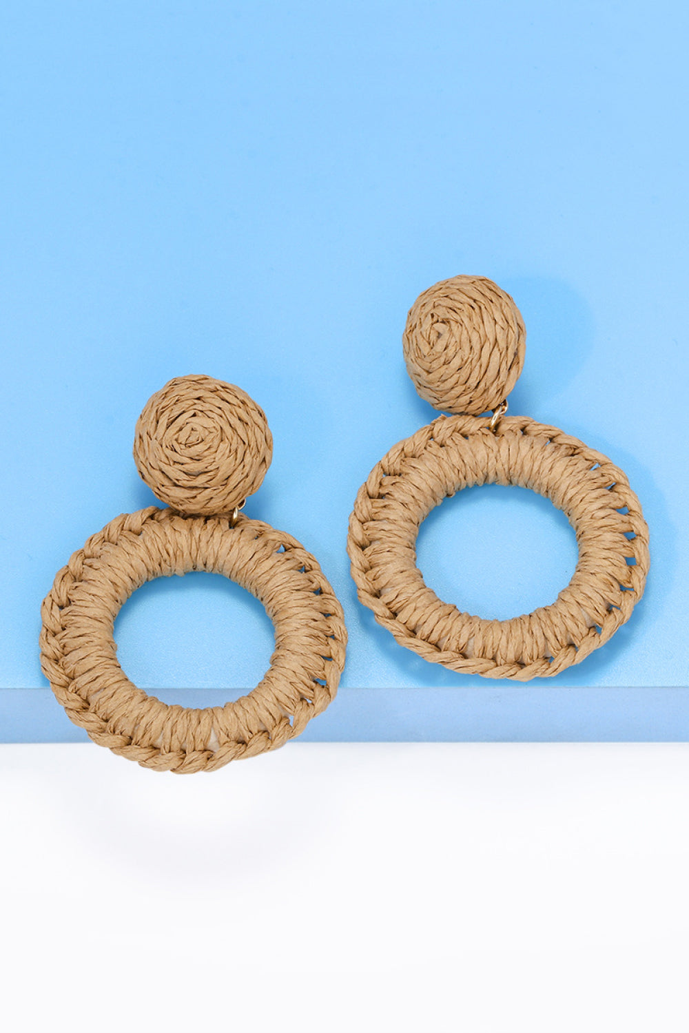 Round Shape Raffia Grass Dangle Earrings - Flyclothing LLC