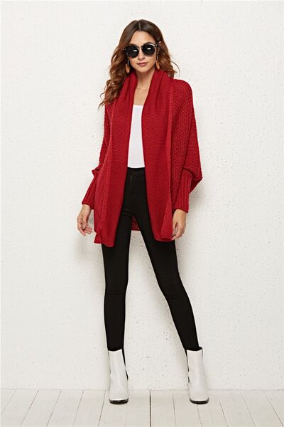 Open Front Batwing Sleeve Cardigan - Flyclothing LLC