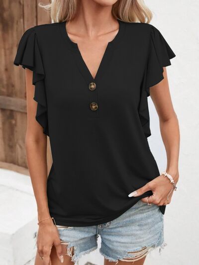 Notched Cap Sleeve T-Shirt - Flyclothing LLC