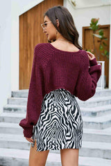 Rib-Knit Cropped Poncho - Flyclothing LLC