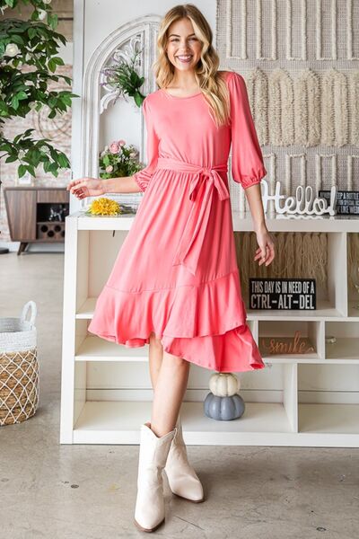 Reborn J Tie Front Ruffle Hem Dress - Flyclothing LLC