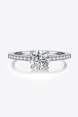 1 Carat Moissanite 925 Sterling Silver Side Stone Ring - Flyclothing LLC