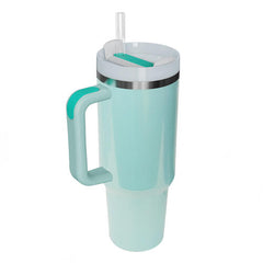 Stainless Steel Tumbler with Handle and Straw - Flyclothing LLC