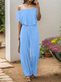 Off-Shoulder Wide Leg Jumpsuit - Flyclothing LLC