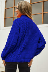 Cable-Knit Turtle Neck Long Sleeve Sweater - Flyclothing LLC