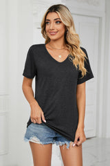 Short Sleeve V-Neck Tee Shirt - Flyclothing LLC