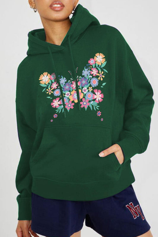 Simply Love Full Size Floral Butterfly Graphic Hoodie - Flyclothing LLC