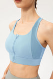 Zip-Up Round Neck Sports Bra - Flyclothing LLC