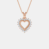 Moissanite 925 Sterling Silver Heart Pendant Necklace - Flyclothing LLC