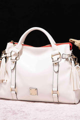 PU Leather Handbag with Tassels - Trendsi