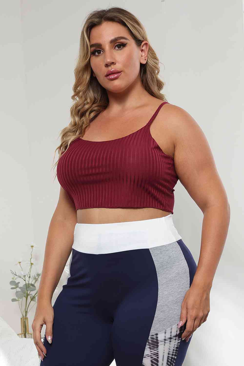 Plus Size Ribbed Spaghetti StrapTop - Flyclothing LLC