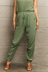 Tie Waist Long Pants with Pocket - Flyclothing LLC