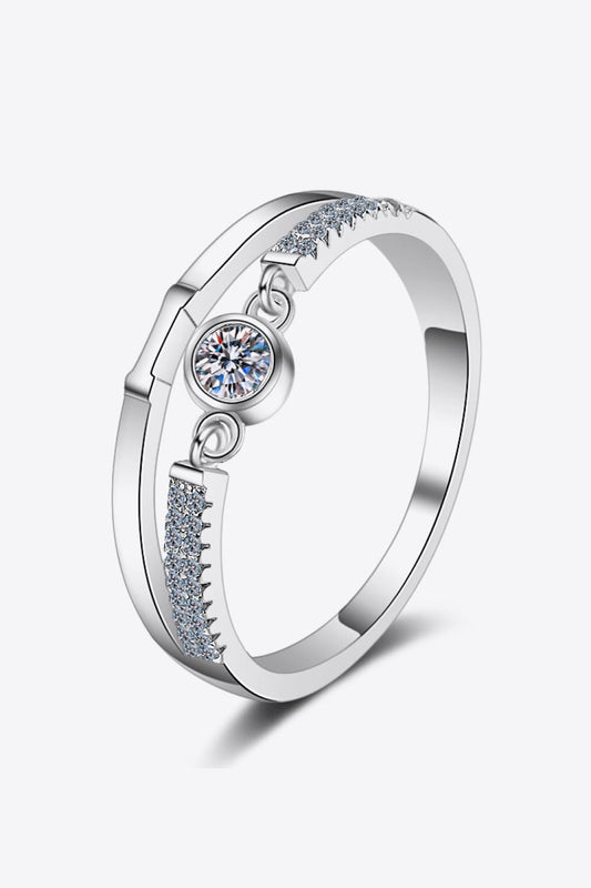 Moissanite Cutout Rhodium-Plated Ring - Flyclothing LLC