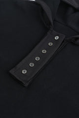 Quarter-Button Exposed Seam Dropped Shoulder Hoodie - Flyclothing LLC