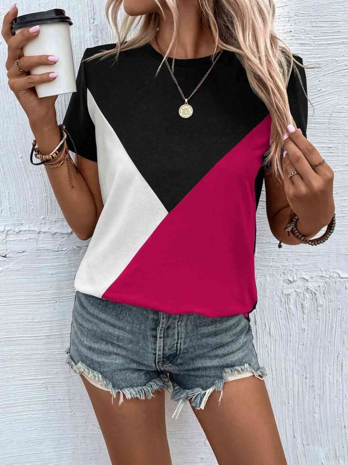 Color Block T-Shirt - Trendsi